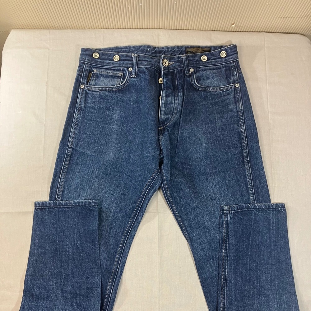 Jack & Jones Original Blue Denim Slim Straight Jeans Suspender Buttons 34x31